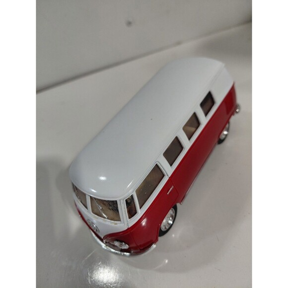Kinsmart Die Cast 1:32 Red & White 1962 Volkswagen (VW) MicroBus Classic Car - Picture 1 of 6